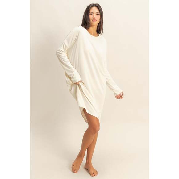 Ivory Long Sleeve Tshirt Dress - Picture 3 of 5